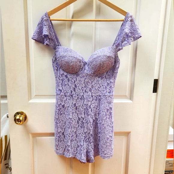 S Purple Lace Romper - Picture 1 of 5